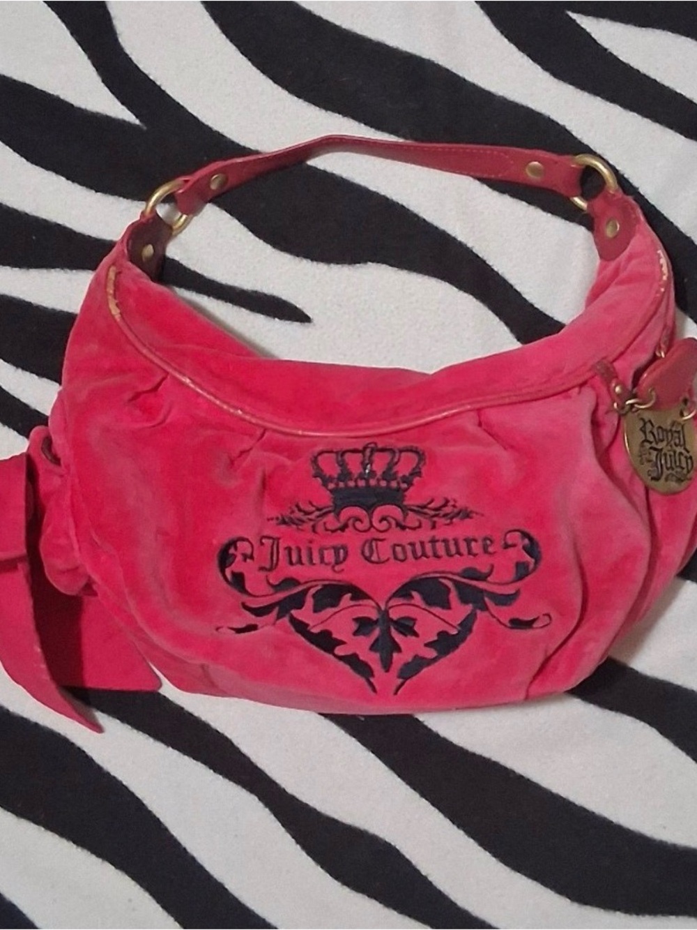 Y2K Couture Pink Velour Shoulder Bag